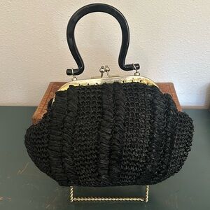 Vintage Black Made in Japan Raffia/Straw Purse